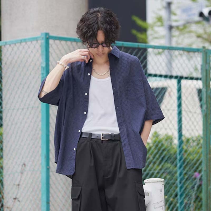 FREAK'S STORE PUBLUX 透膚襯衫 海軍藍 襯衫 短袖 FREAKS-77 [台灣現貨]