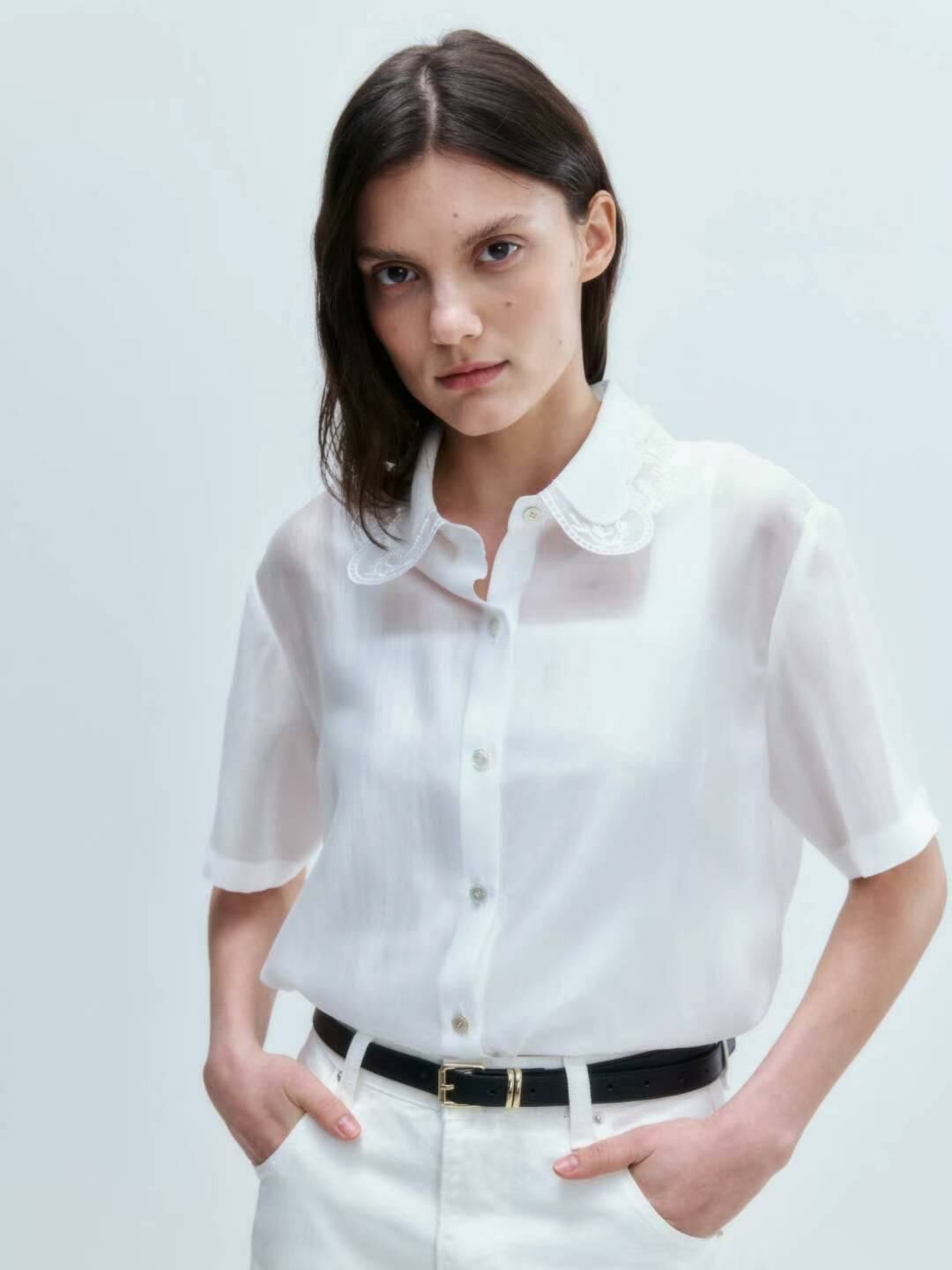 TC155 LACE領薄恤衫(白)