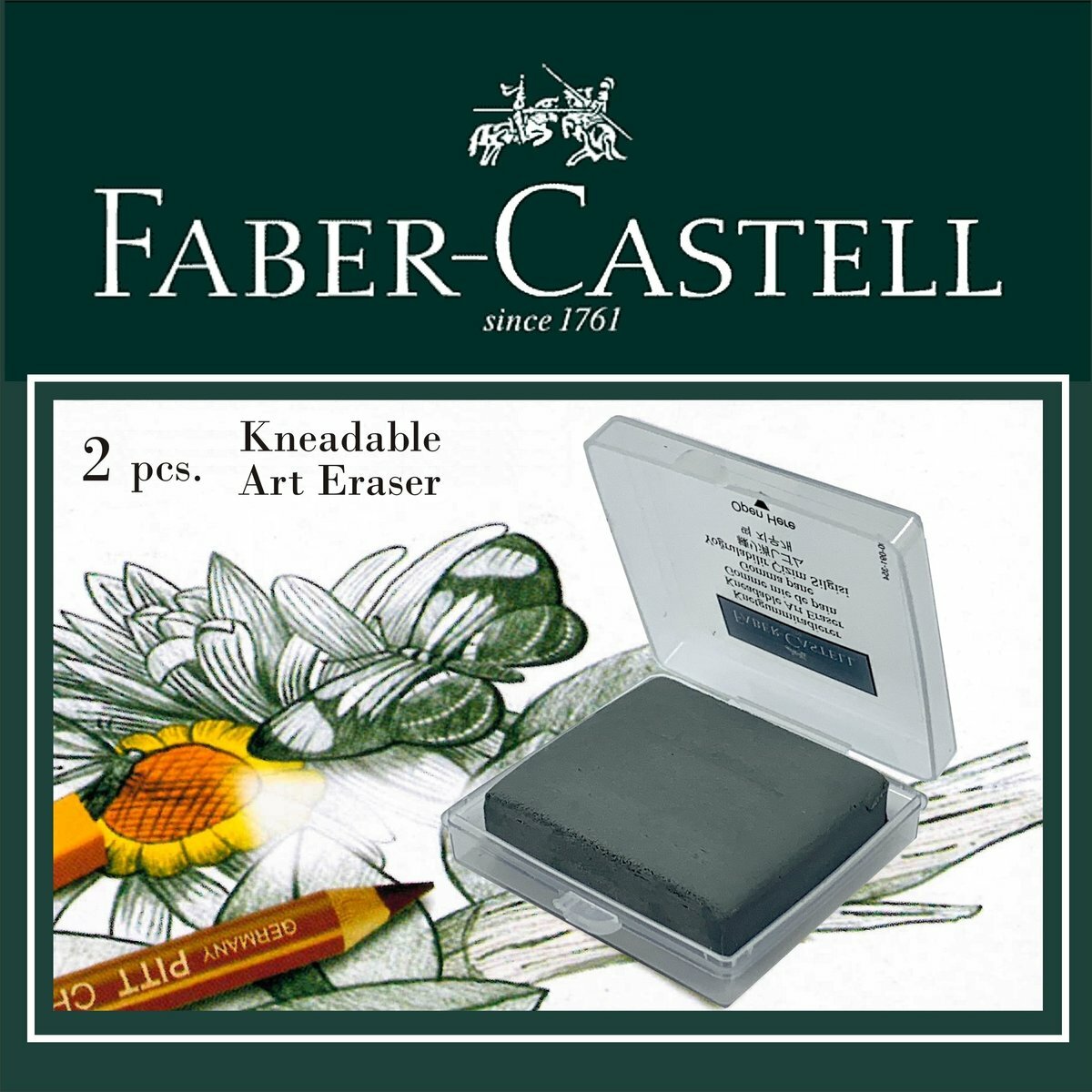 多致紙品 - 德國FABER膠盒裝柔軟素描擦膠 2粒 #127220《香港行貨》