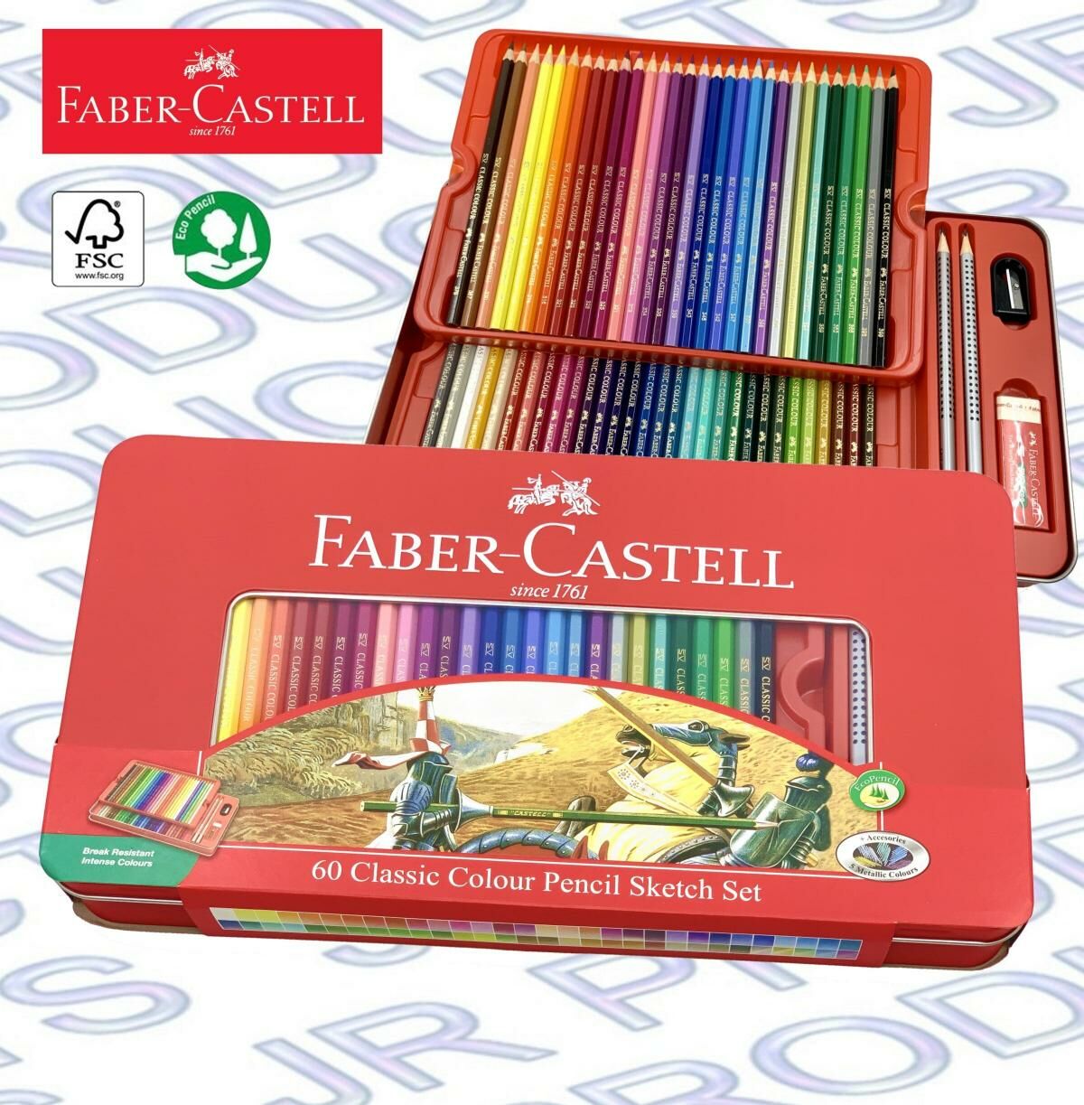 輝栢嘉 - 德國FABER經典油性彩色木顏色鉛筆 60色 (鐡盒裝) #115893《香港行貨》《送贈品》