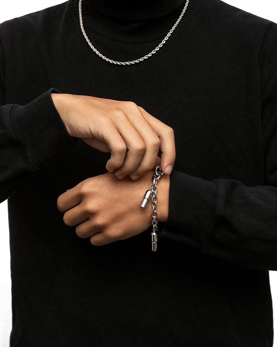 RECOVERY REUSE 膠囊殼手鍊 (亮銀)