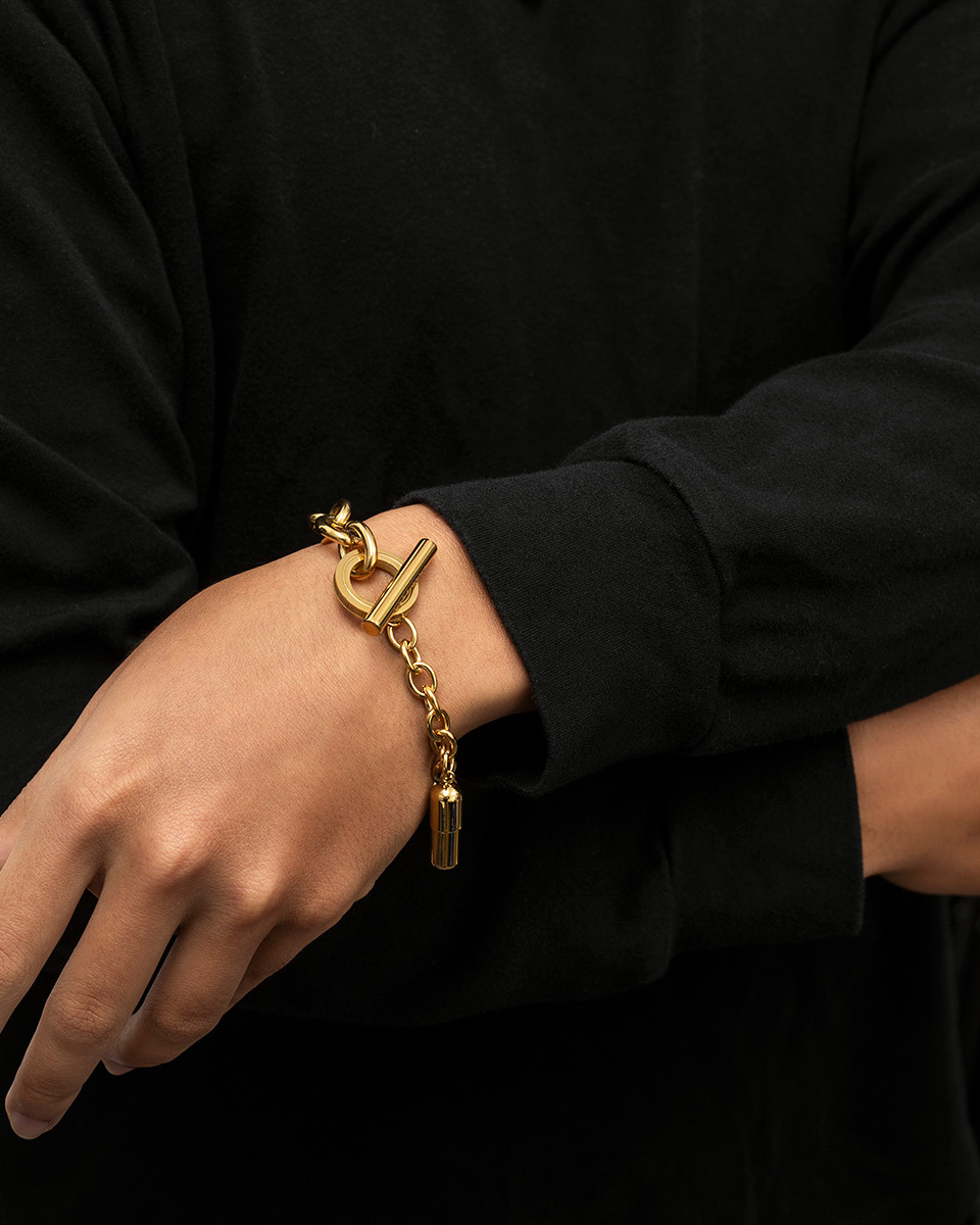 RECOVERY REUSE 膠囊殼手鍊 (亮金)