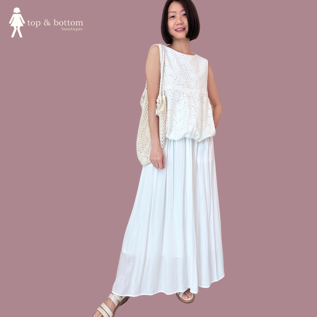 COTTON LACE BUBBLE HEM BLOUSE