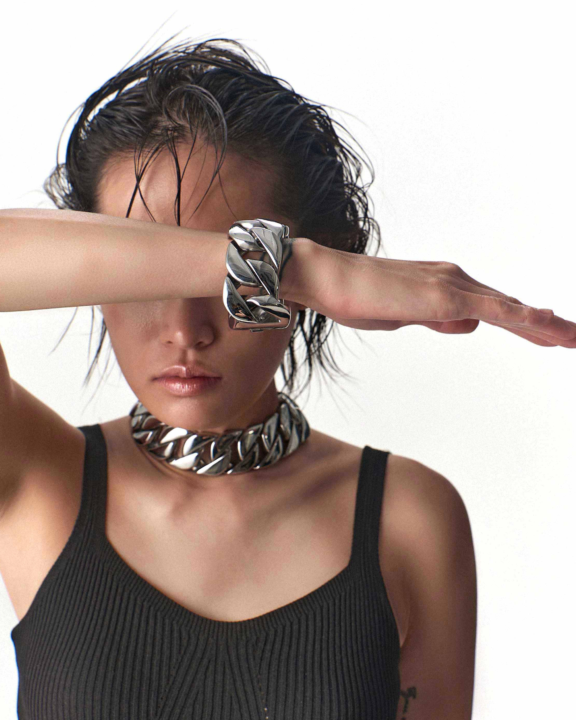 RECOVERY 30MM 鋼製金屬手鍊 (亮銀色)