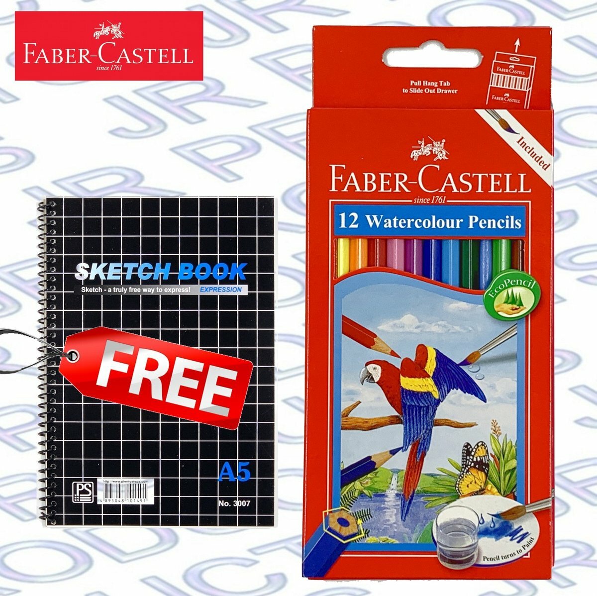 輝栢嘉 - 德國FABER水溶性彩色木顏色鉛筆 12色 (紙盒裝) #114462《贈送#3007 A5圖畫簿1本》