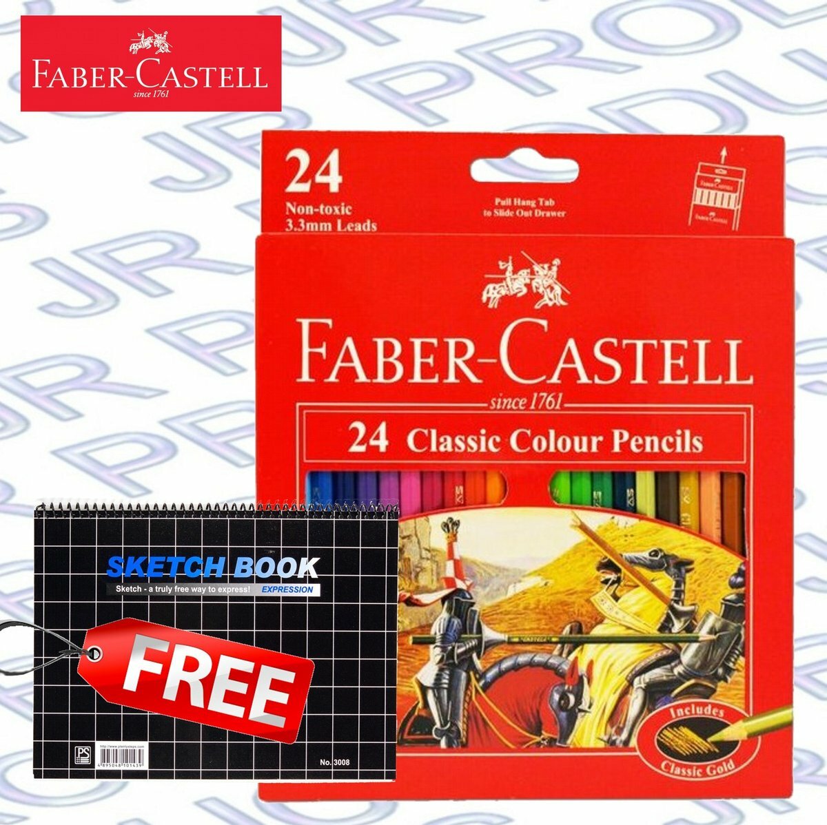 輝栢嘉 - 德國FABER經典油性彩色木顏色鉛筆 24色 (紙盒裝) #115854《贈送#3008 B5圖畫簿1本》