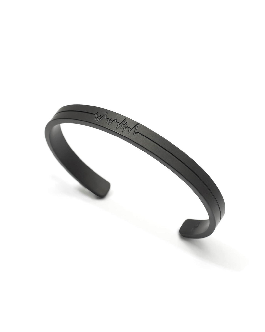 RECOVERY 心電圖C形手鐲 (霧黑)