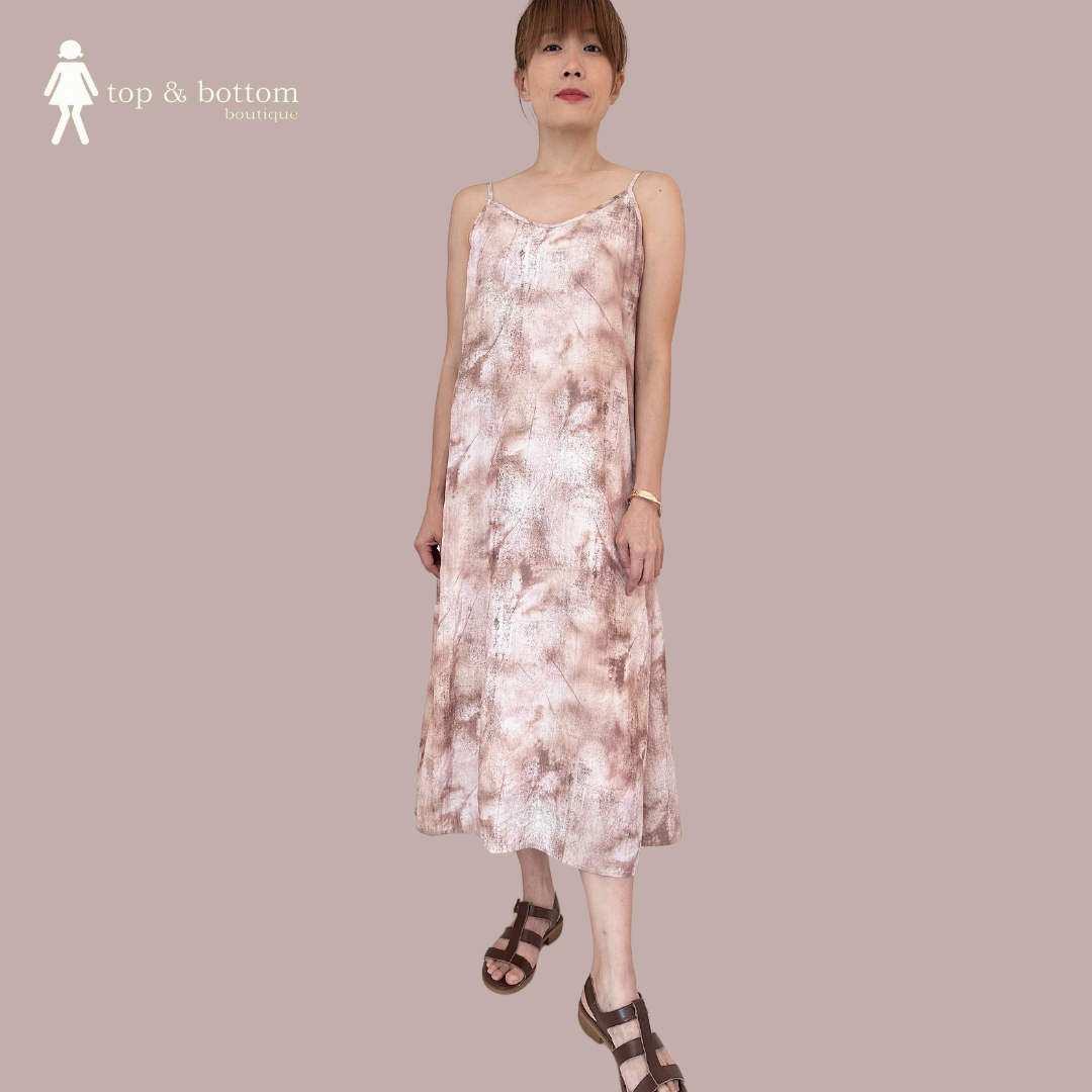 STRAP TIE-DYE PRINT LONG DRESS