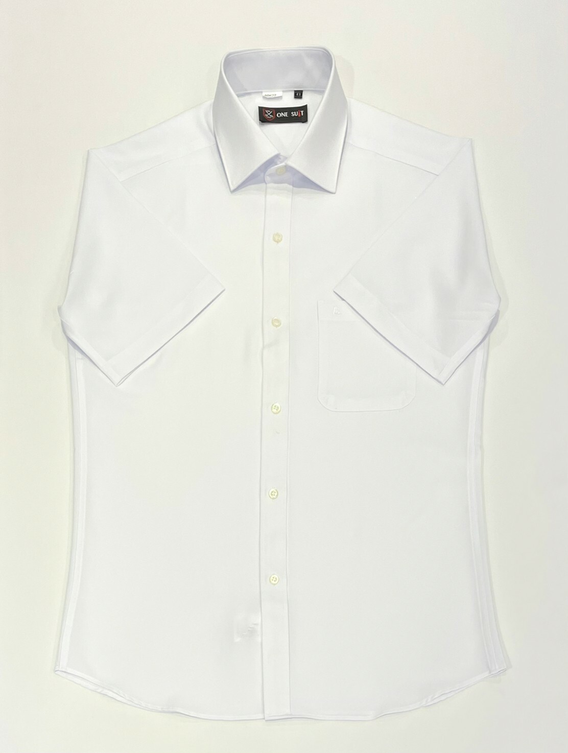 素色彈性短袖白襯衫01