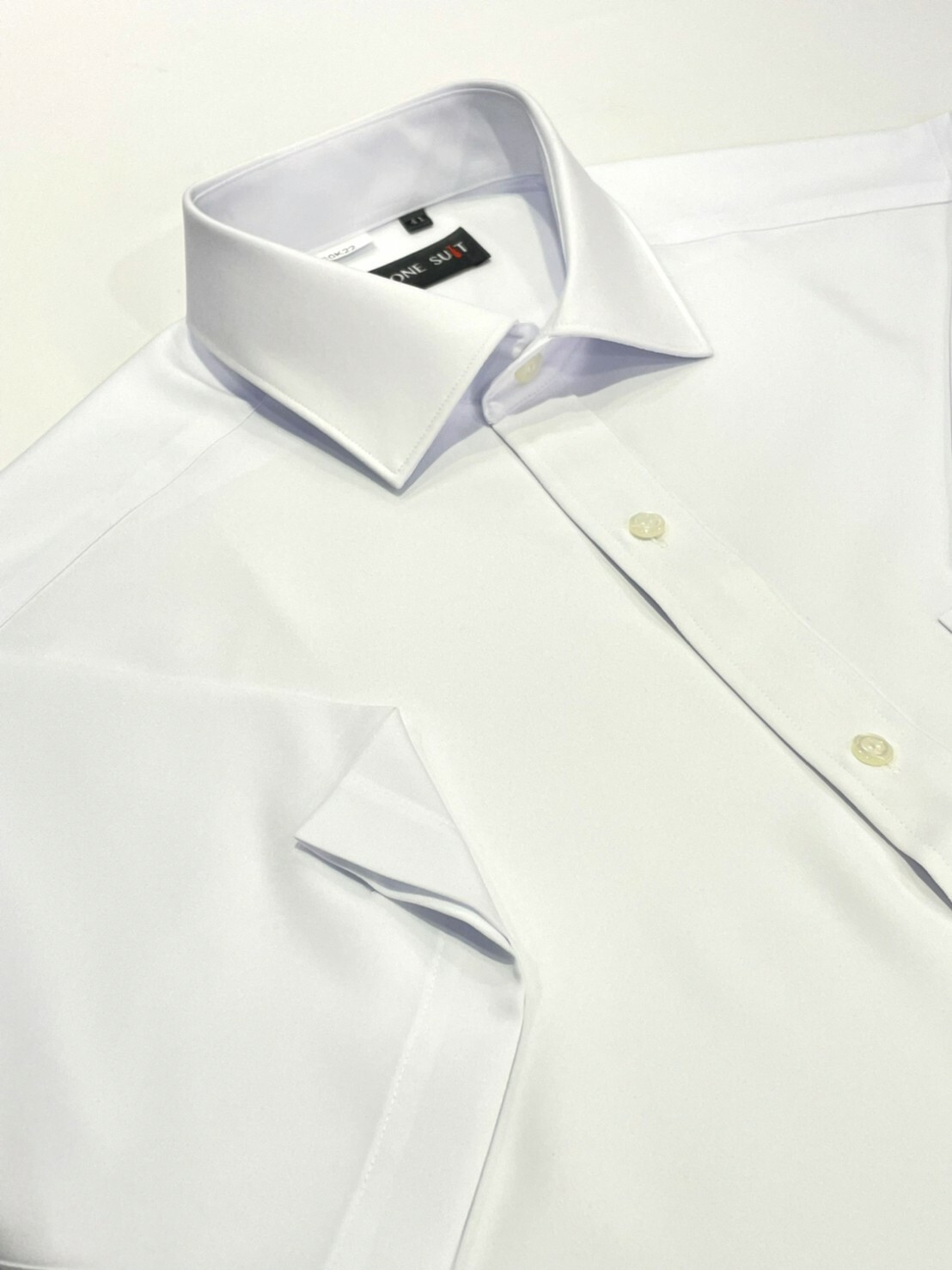 素色彈性短袖白襯衫04