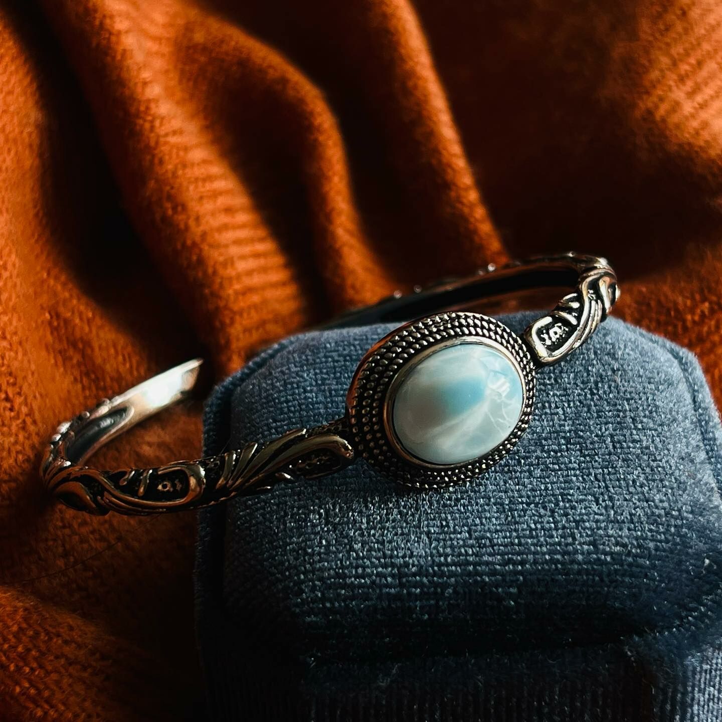 [原石] 拉利瑪海紋石 水晶手環 水晶手鐲 金屬手環