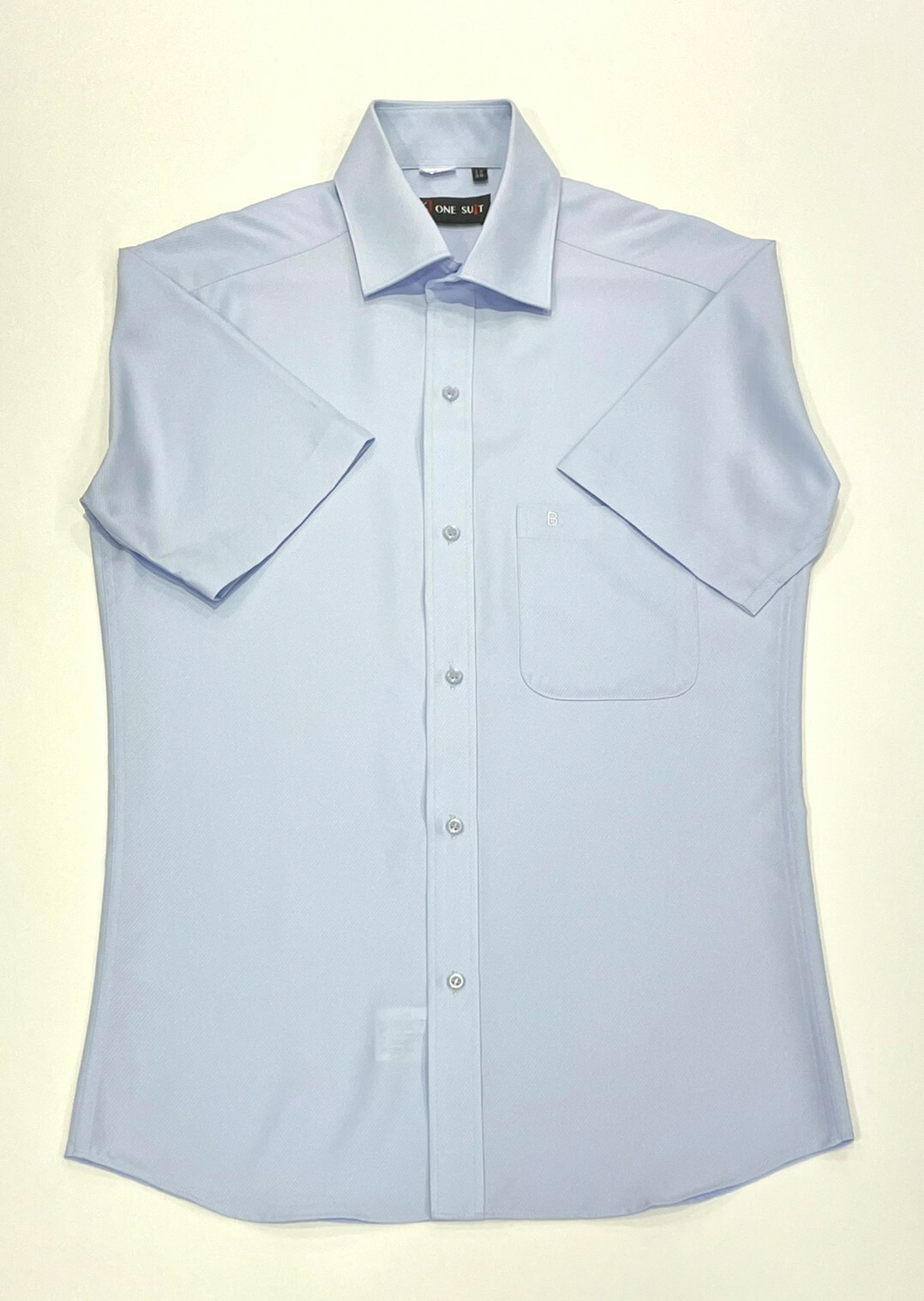 藍色斜紋男短袖襯衫01