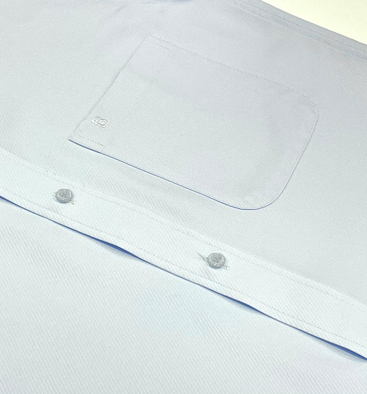 藍色斜紋男短袖襯衫03