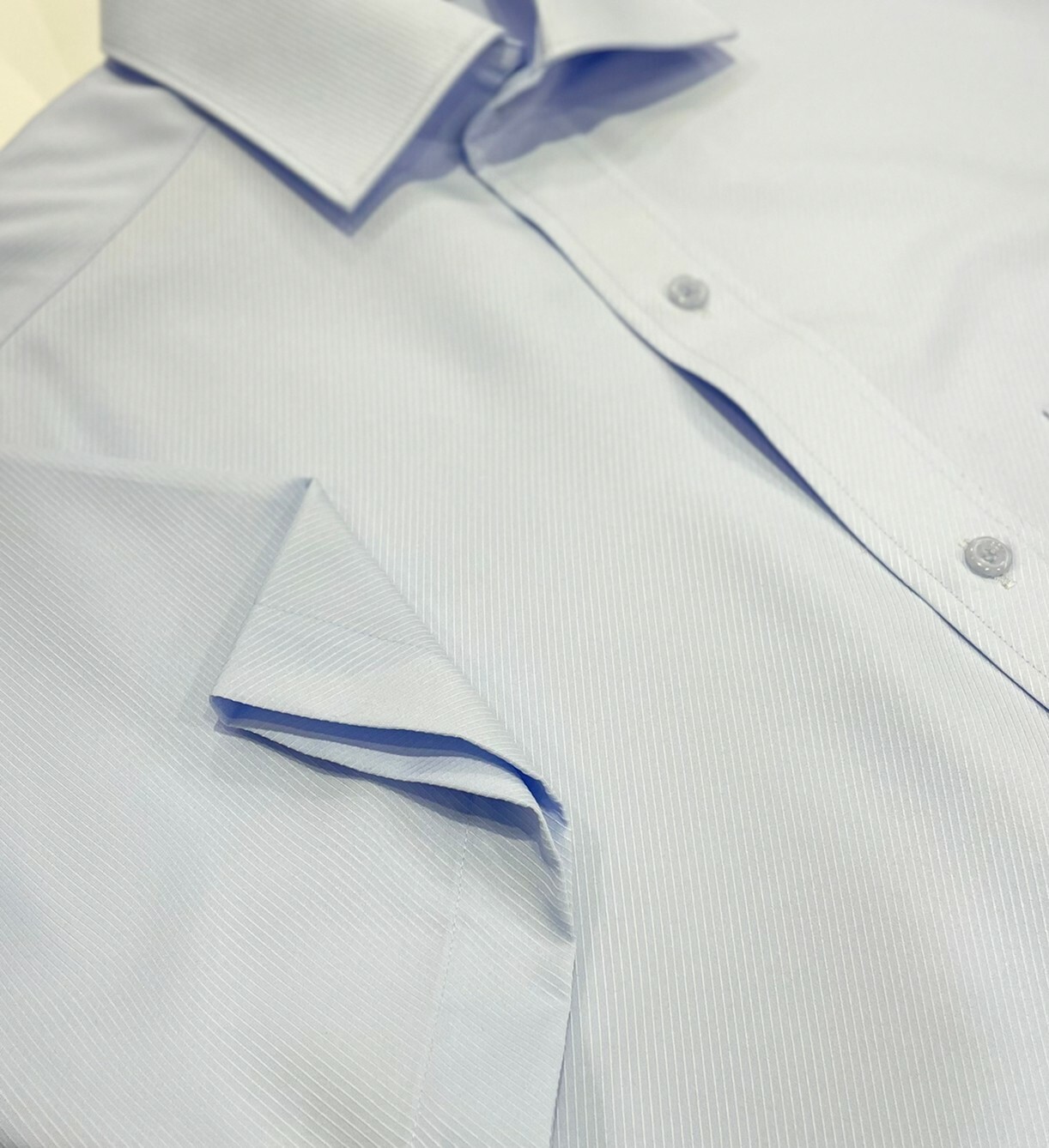 藍色斜紋男短袖襯衫04