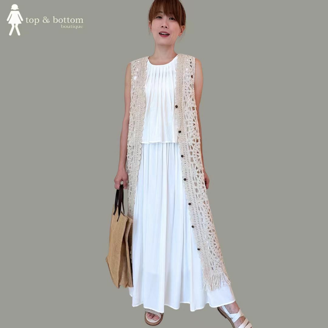 SLEEVELESS CROCHET LONG VEST