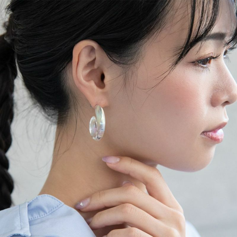 透明感C形耳環