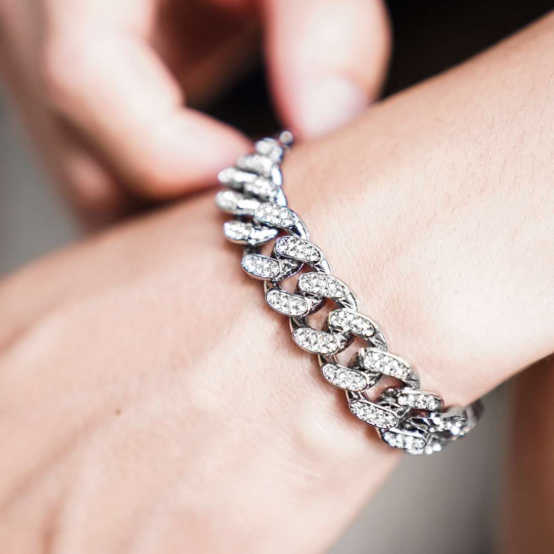 QIAO - 雙排鑲鑽古巴手鍊