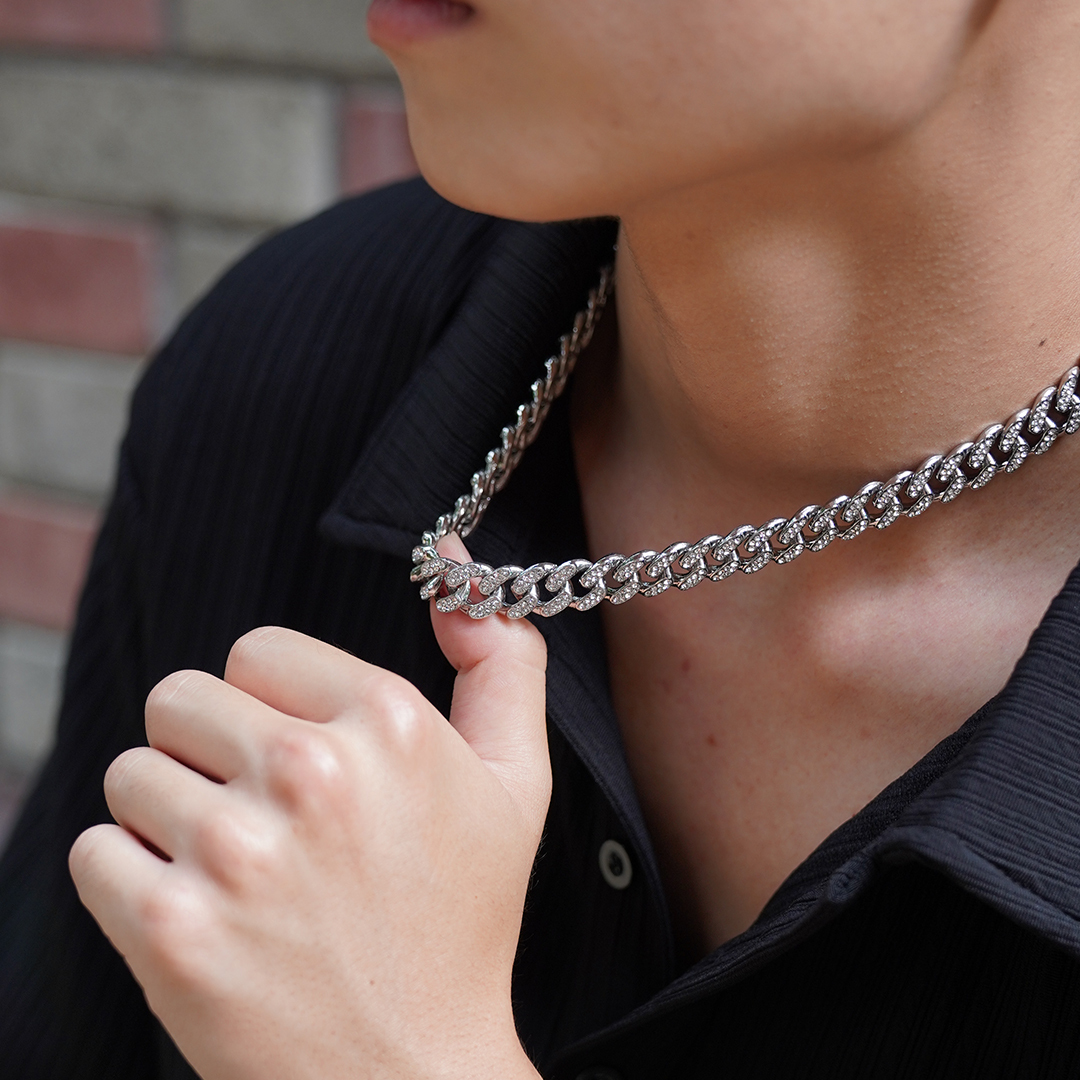 QIAO - 雙排鑲鑽古巴項鍊