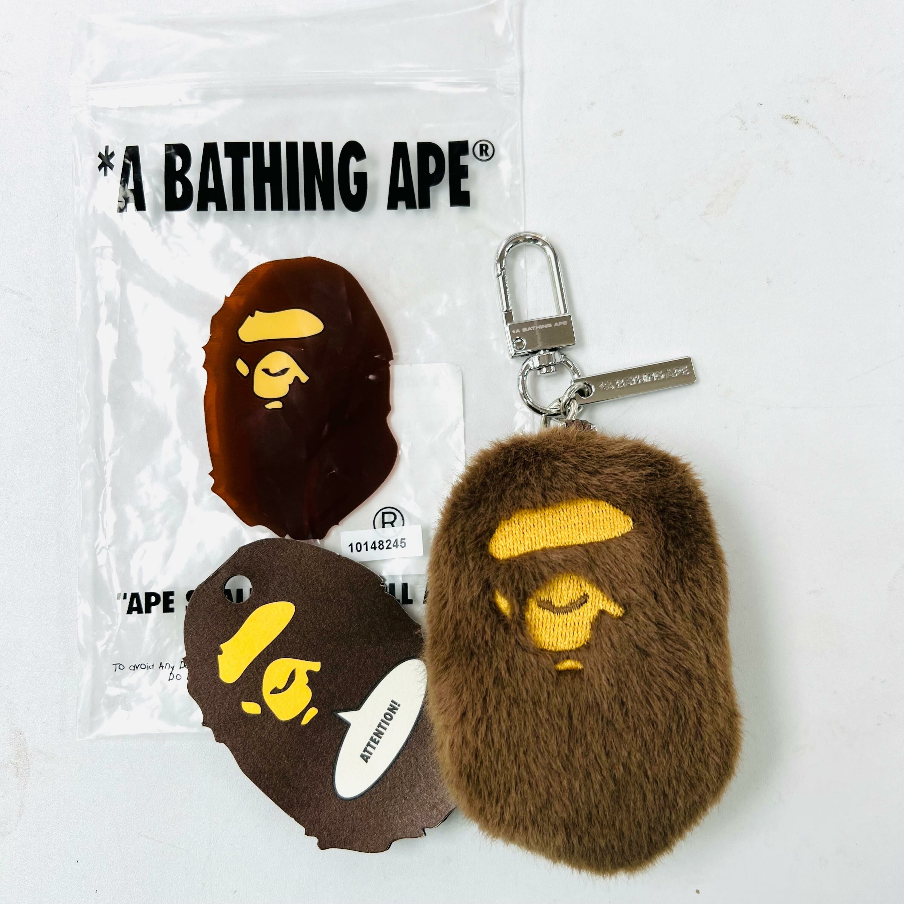 A BATHING APE® APE HEAD FAUX FUR KEYCHAIN
