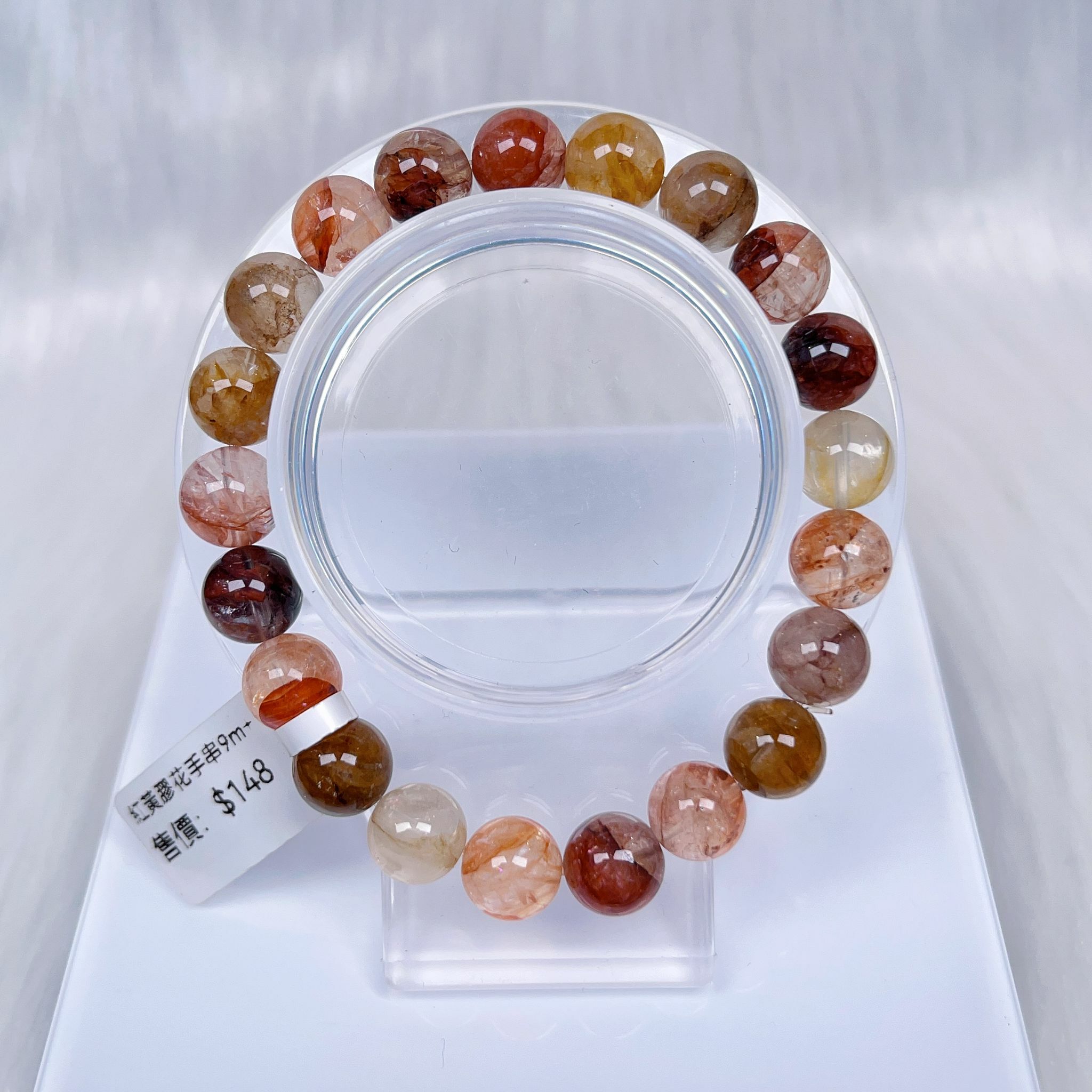 紅黃膠花手串9m CH1113