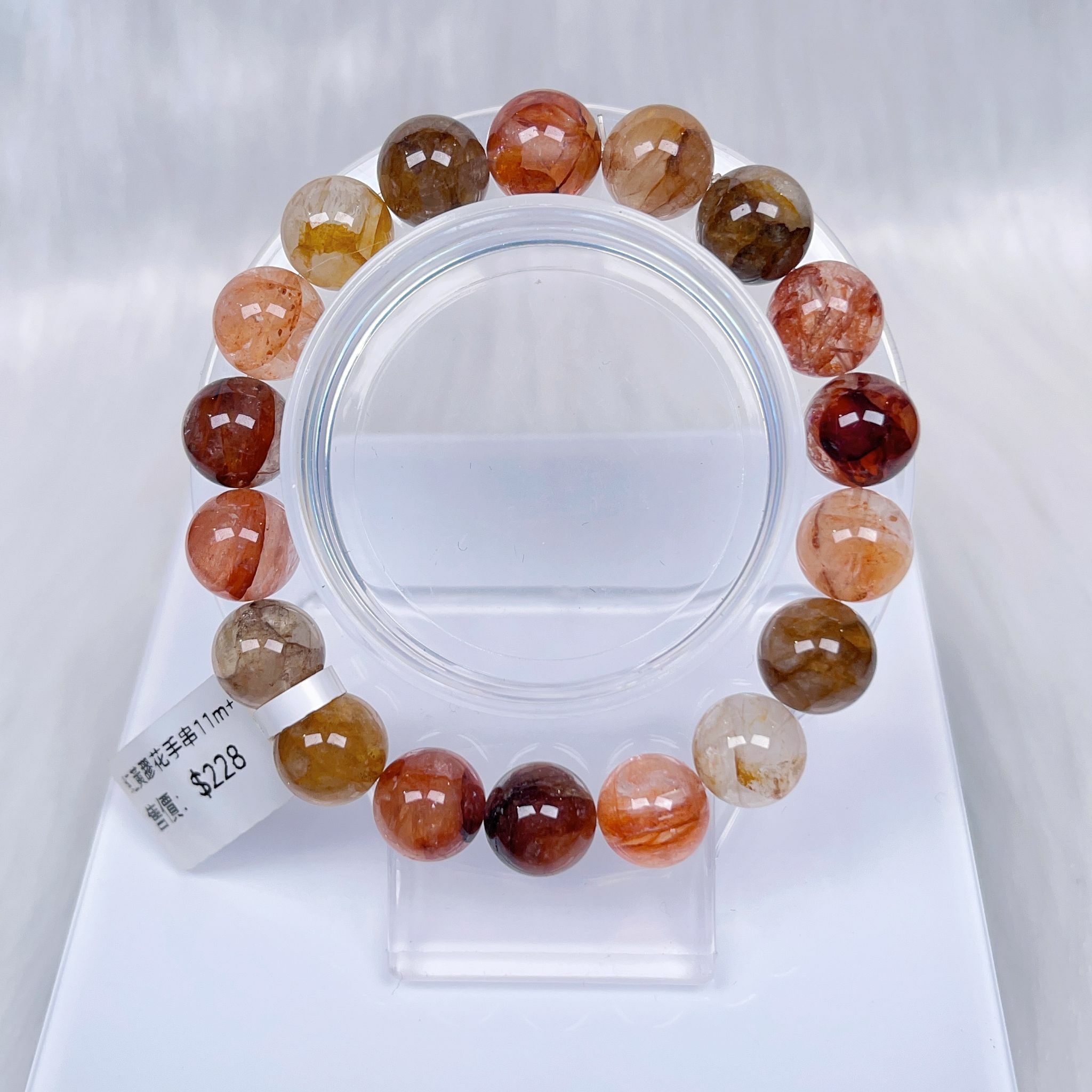 紅黃膠花手串11m CH1114