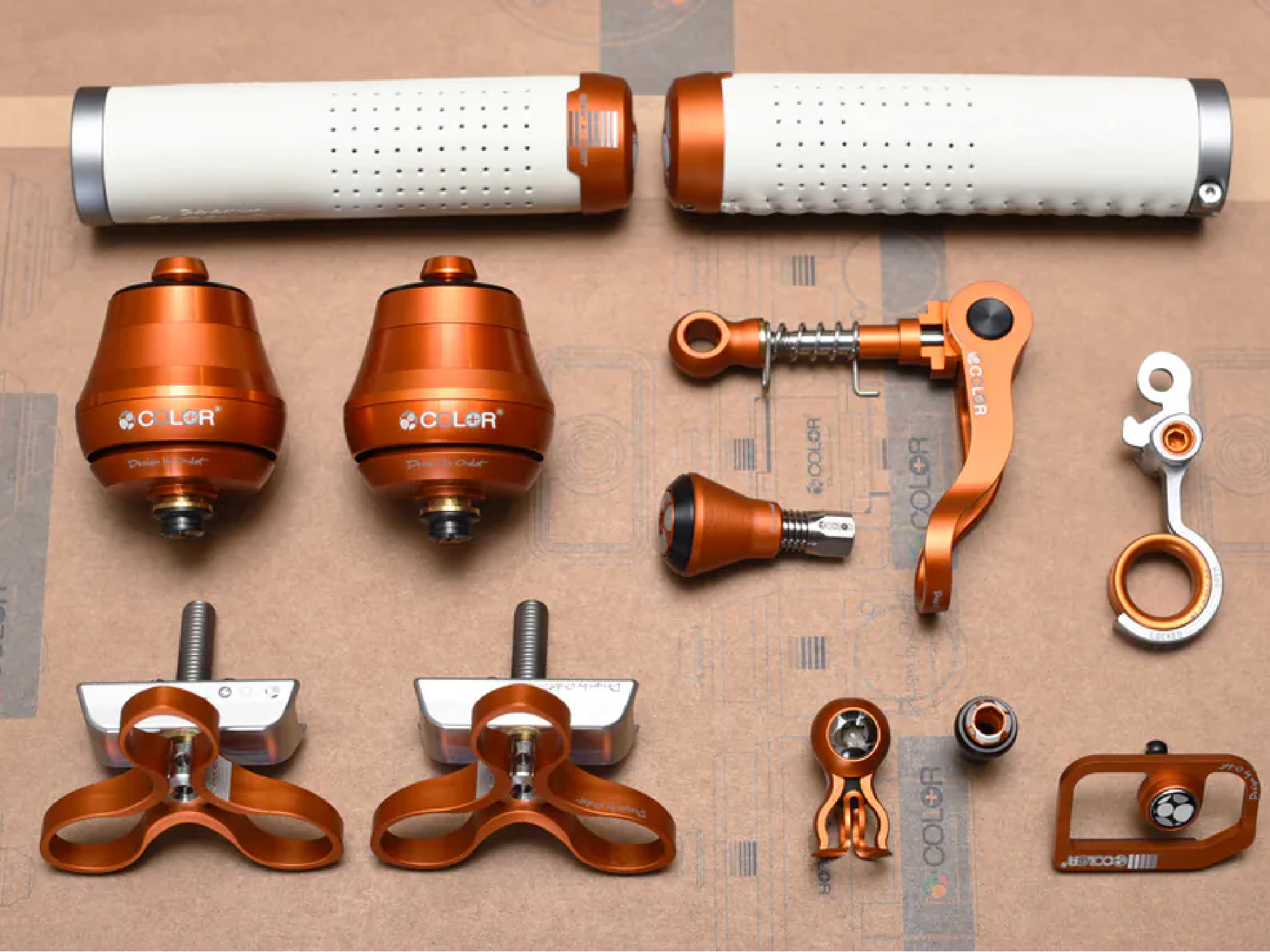 【COLORPLUS】Brompton 改裝零件小套組 - 霧橘 x 白 /  A、C Line適用