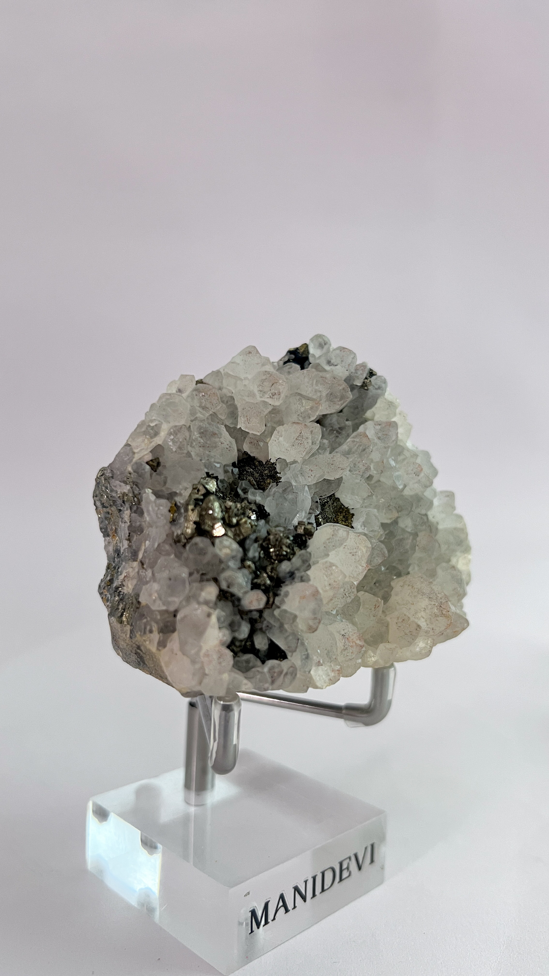 大天使連結礦頻-微紅白水晶共生黃鐵礦 MAGRPJ206214