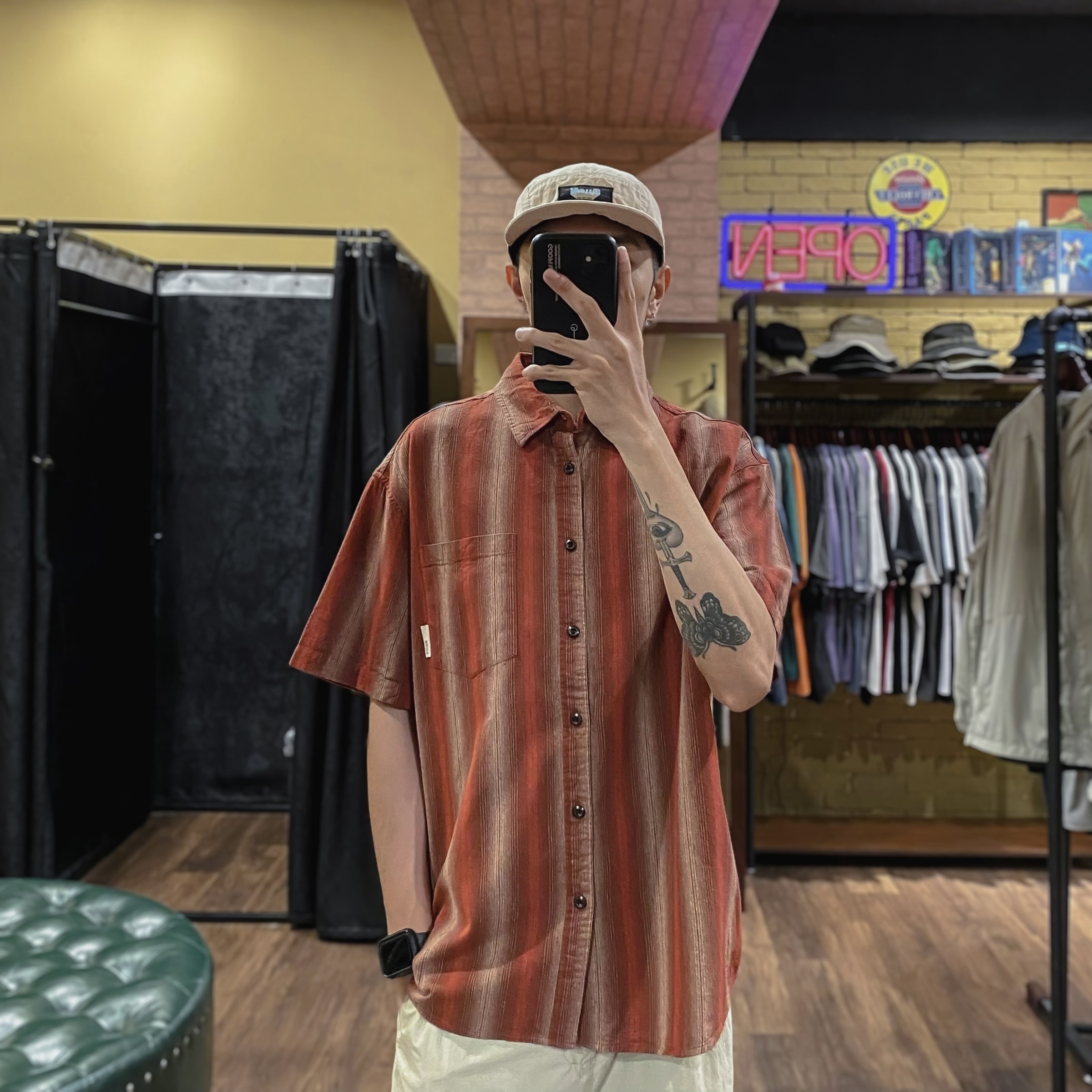 復古漸層感印染襯衫