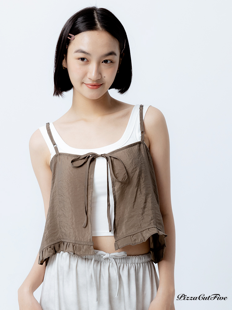 [SALE]下擺荷葉邊細肩帶背心 PizzaCutFive PCF242411017