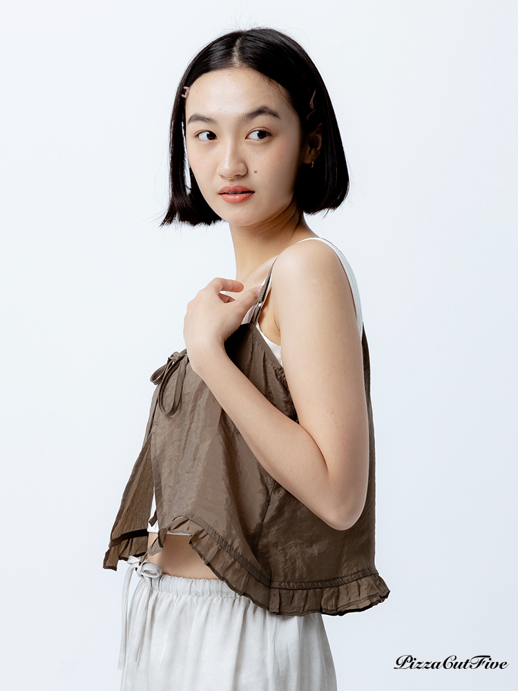 [SALE]下擺荷葉邊細肩帶背心 PizzaCutFive PCF242411017
