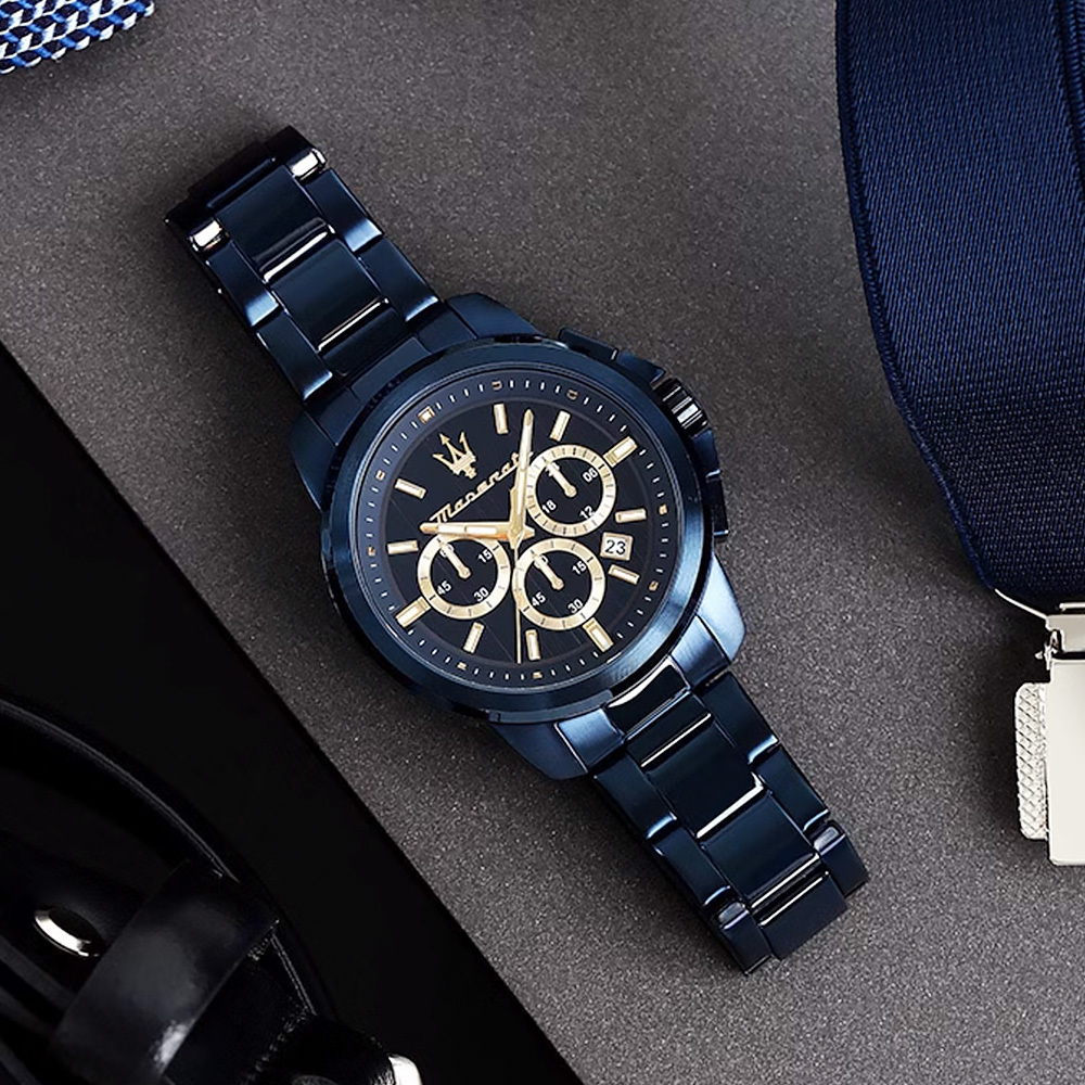 【Maserati 瑪莎拉蒂】Successo輝煌成就 R8873621040 古典紳士商務典雅真三眼 手錶