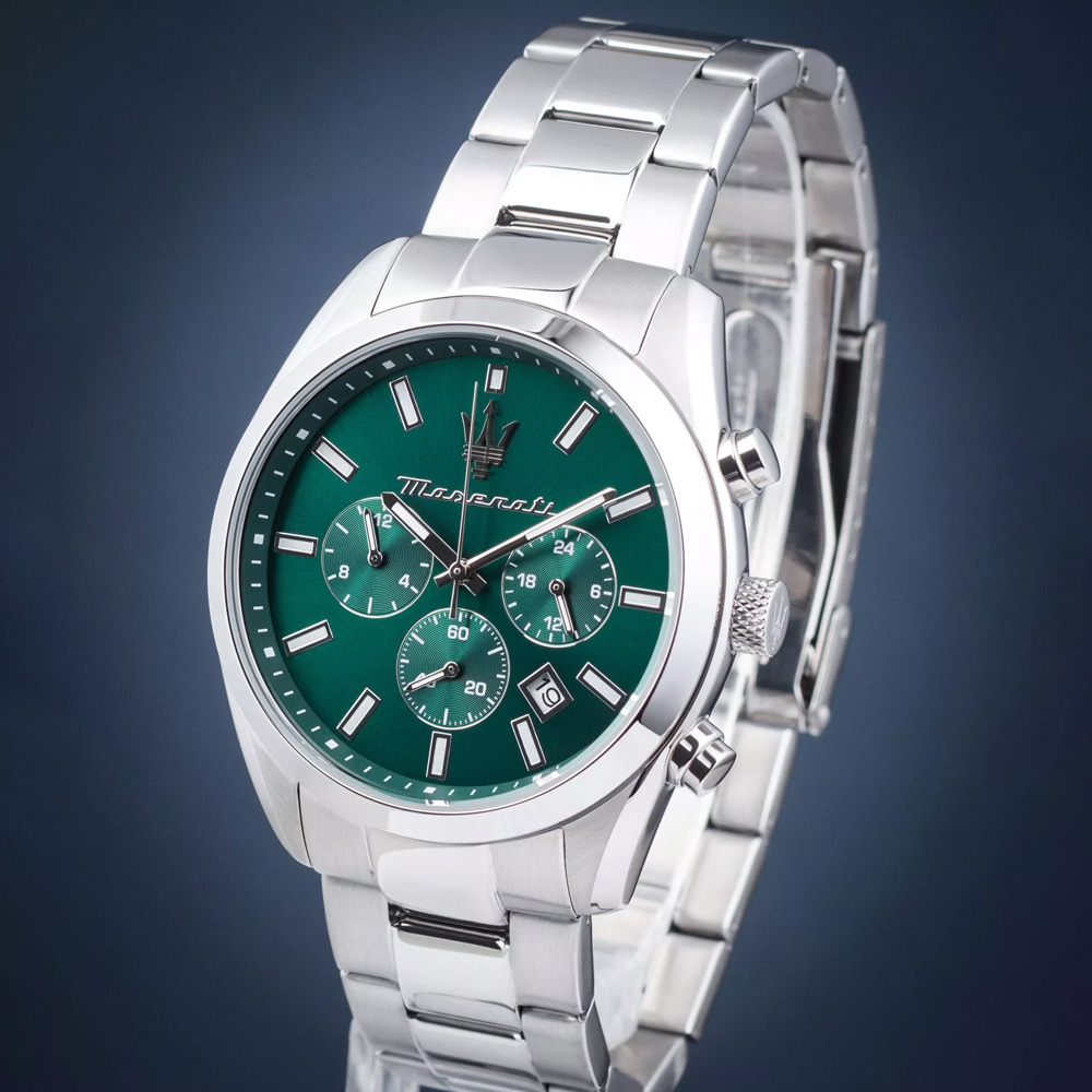 【Maserati 瑪莎拉蒂】Attrazione 極致吸引 R8853151011 三眼計時夜光紳士 手錶