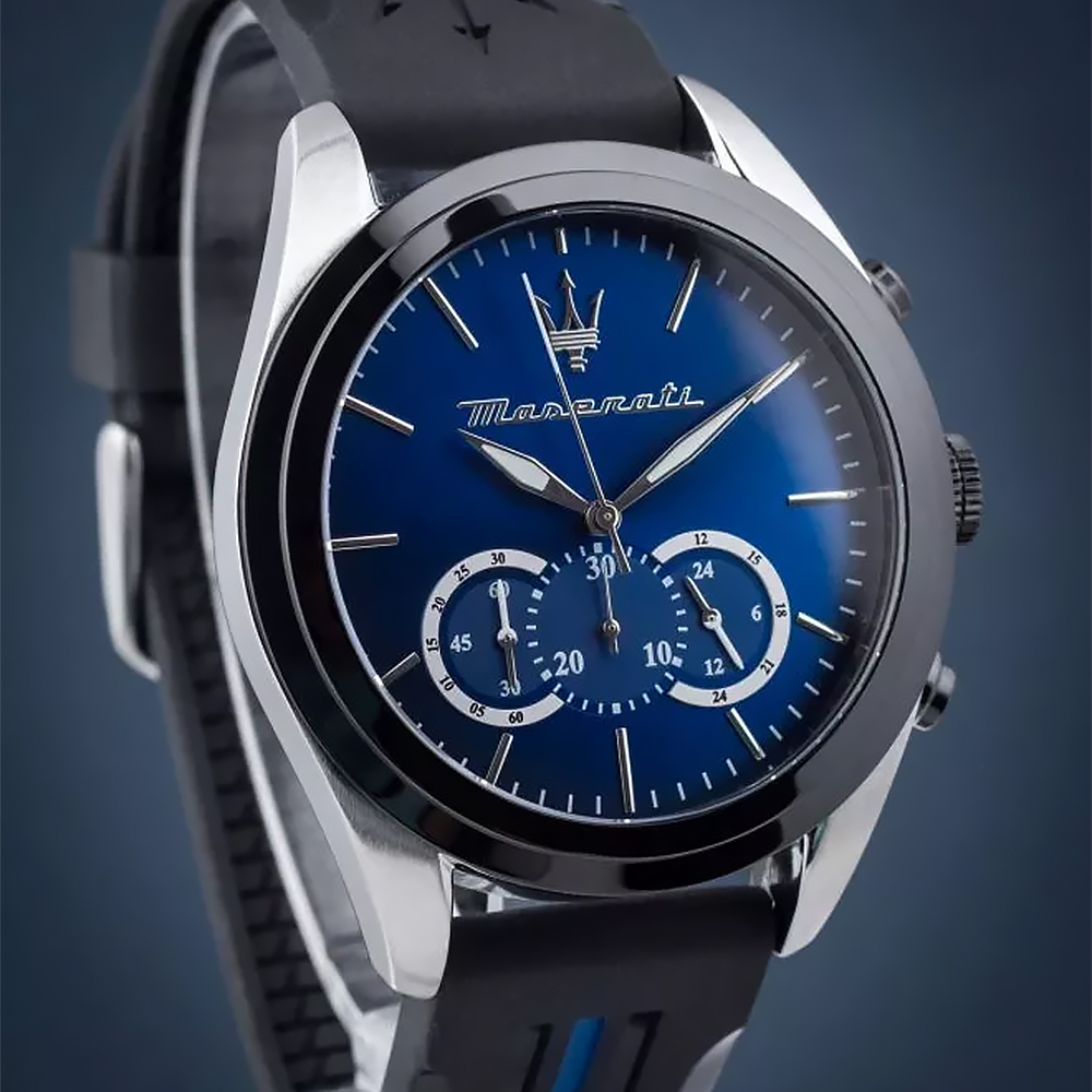 【Maserati 瑪莎拉蒂】Traguardo 長征終站系列 R8871612044 真三眼 矽膠手錶