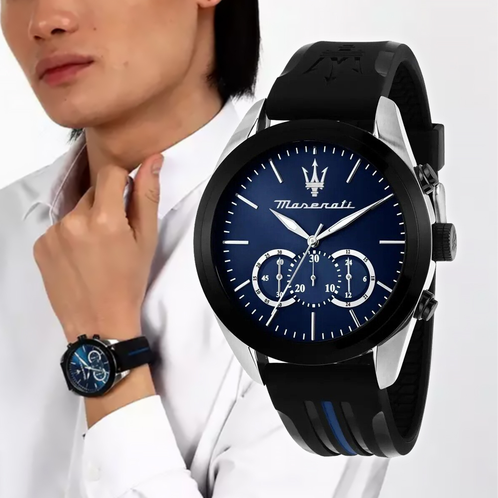 【Maserati 瑪莎拉蒂】Traguardo 長征終站系列 R8871612044 真三眼 矽膠手錶