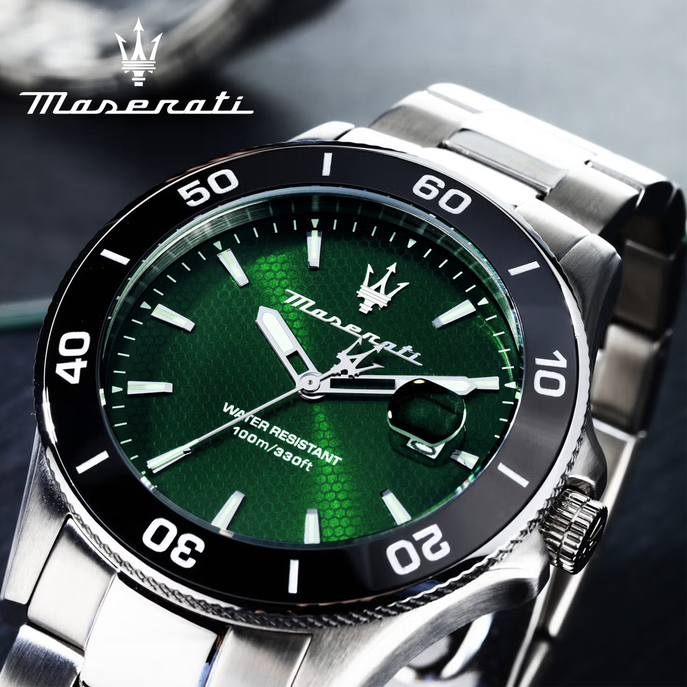 【Maserati 瑪莎拉蒂】Competizione 賽道競馳系列 R8853100038 日期顯示 鋼錶