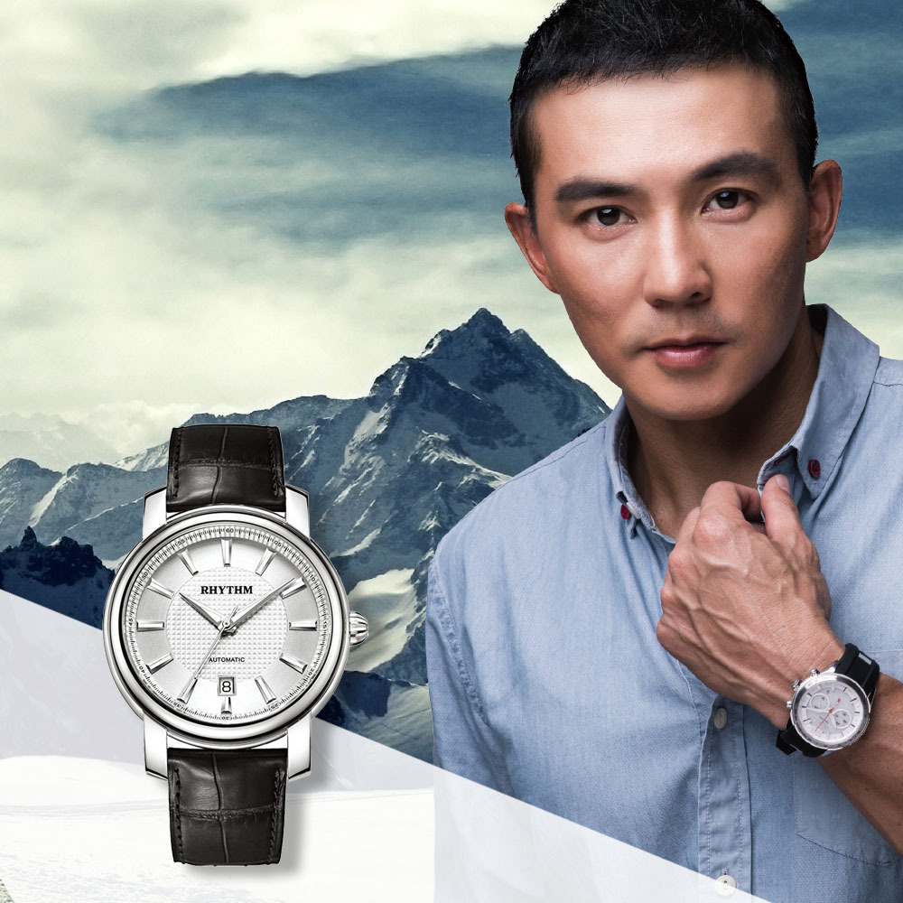 【RHYTHM 麗聲】日本商務系列紳士圓潤外觀皮革自動機械錶-A1103(業務辦公機械錶)