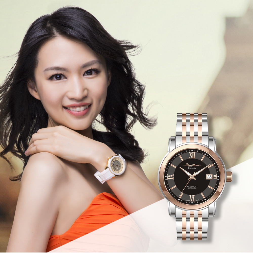 【RHYTHM 麗聲】日本羅馬數字日期顯示三針高貴不鏽鋼自動機械錶-A1303(典雅不銹鋼)