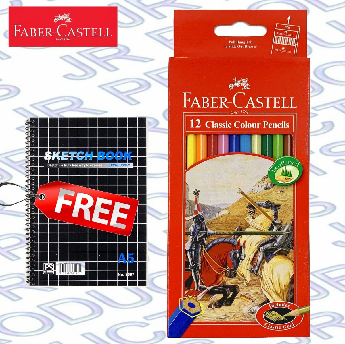 輝栢嘉 - 德國FABER經典油性彩色木顏色鉛筆 12色 (紙盒裝) #115852《贈送#3007 A5圖畫簿1本》