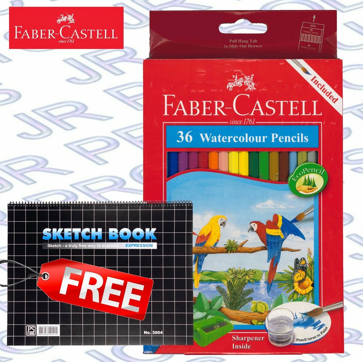 輝栢嘉 - 德國FABER水溶性彩色木顏色鉛筆 36色 (紙盒裝) #114466《贈送#3004 B4四開大圖畫簿1本》