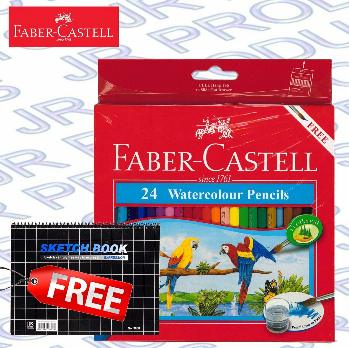 輝栢嘉 - 德國FABER水溶性彩色木顏色鉛筆 24色 (紙盒裝) #114464《贈送#3008 B5圖畫簿1本》