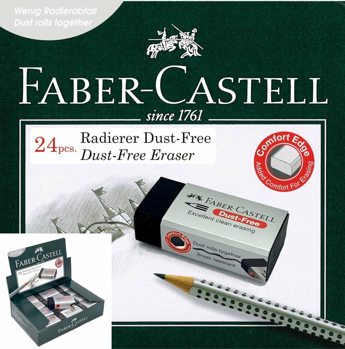 輝栢嘉 - 德國FABER 187171 無塵小擦膠 (24粒裝) 黑色《送贈品》