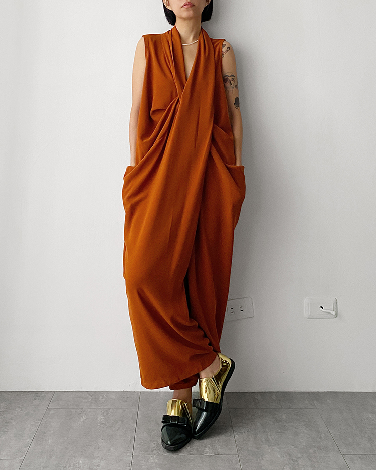 MFD-2573 垂墜V領洋裝 ᴘᴜᴍᴘᴋɪɴ