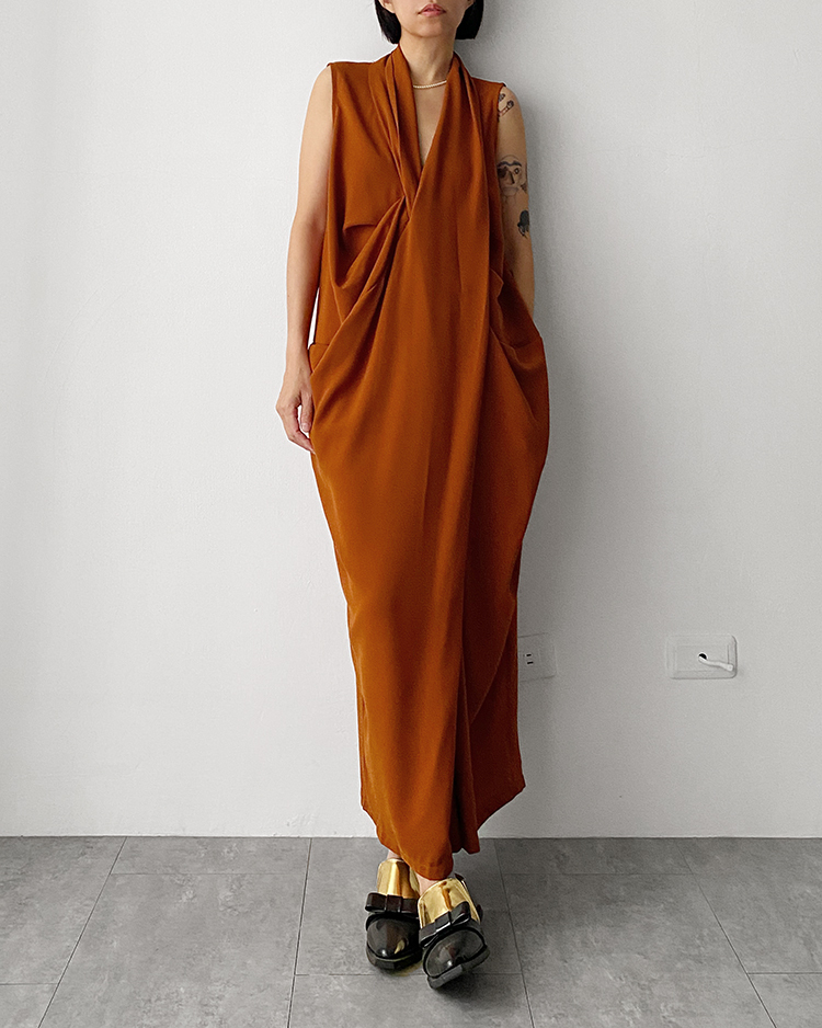 MFD-2573 垂墜V領洋裝 ᴘᴜᴍᴘᴋɪɴ