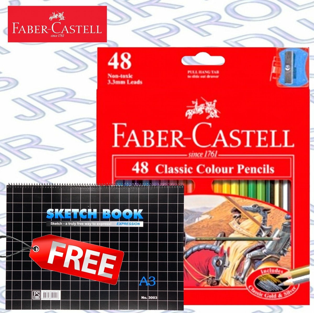 輝栢嘉 - 德國FABER經典油性彩色木顏色鉛筆 48色 (紙盒裝) #115858《贈送 #3003 A3大圖畫簿1本》