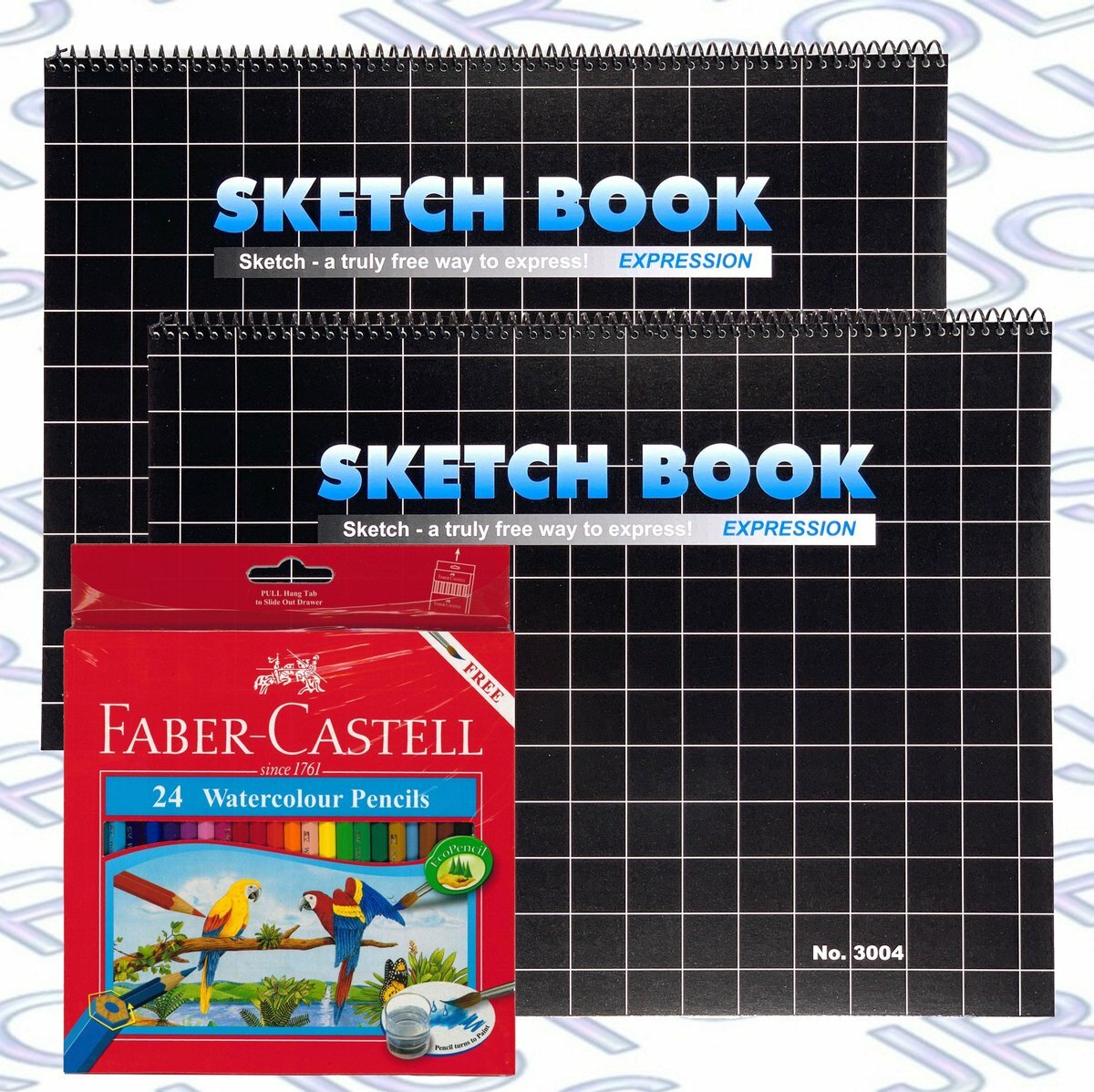 FABER #114464 水溶性彩色鉛筆 24色 + #3004 B4 圖畫簿 2本