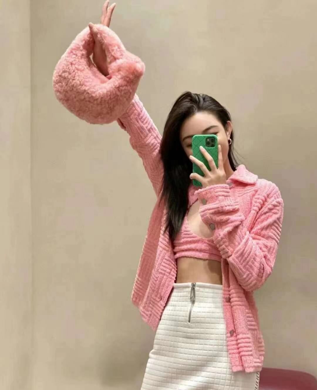 Bv 粉色毛巾棉襯衫外套-T