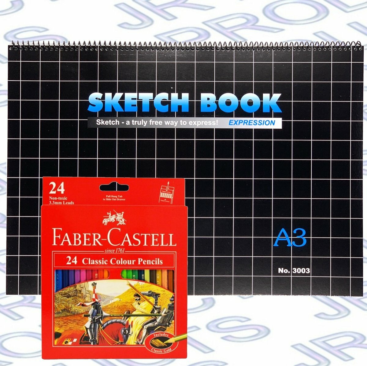 FABER #115854 油性彩色鉛筆 24色 + #3003 A3 圖畫簿 1本