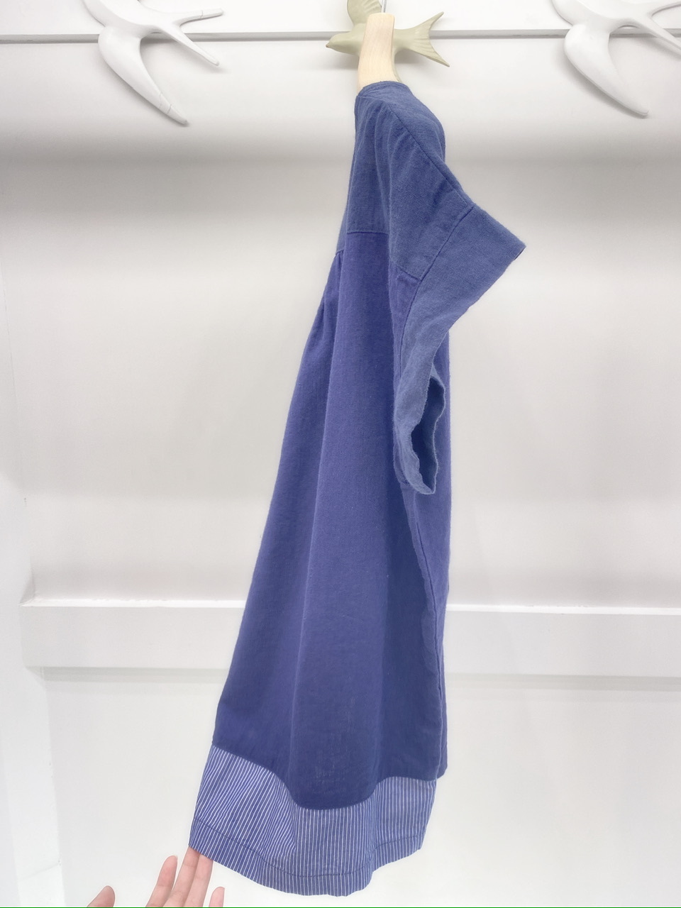 麻料拼布寬版上衣