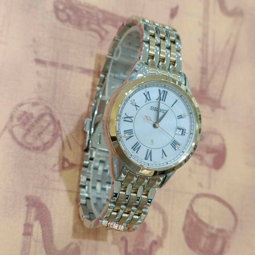 【SEIKO 精工】LUKIA系列 太陽能珍珠母貝真鑽腕錶 V147-0CR0KS 34mm現代鐘錶