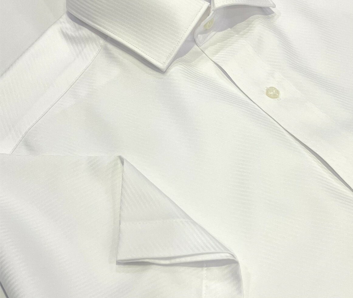 白色斜紋男短袖襯衫04